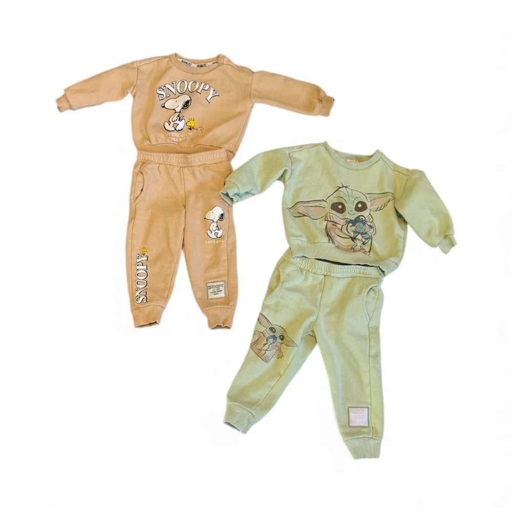 Toddler Sweatshirt and Jogger Sets Snoopy Baby Yoda Size 2T